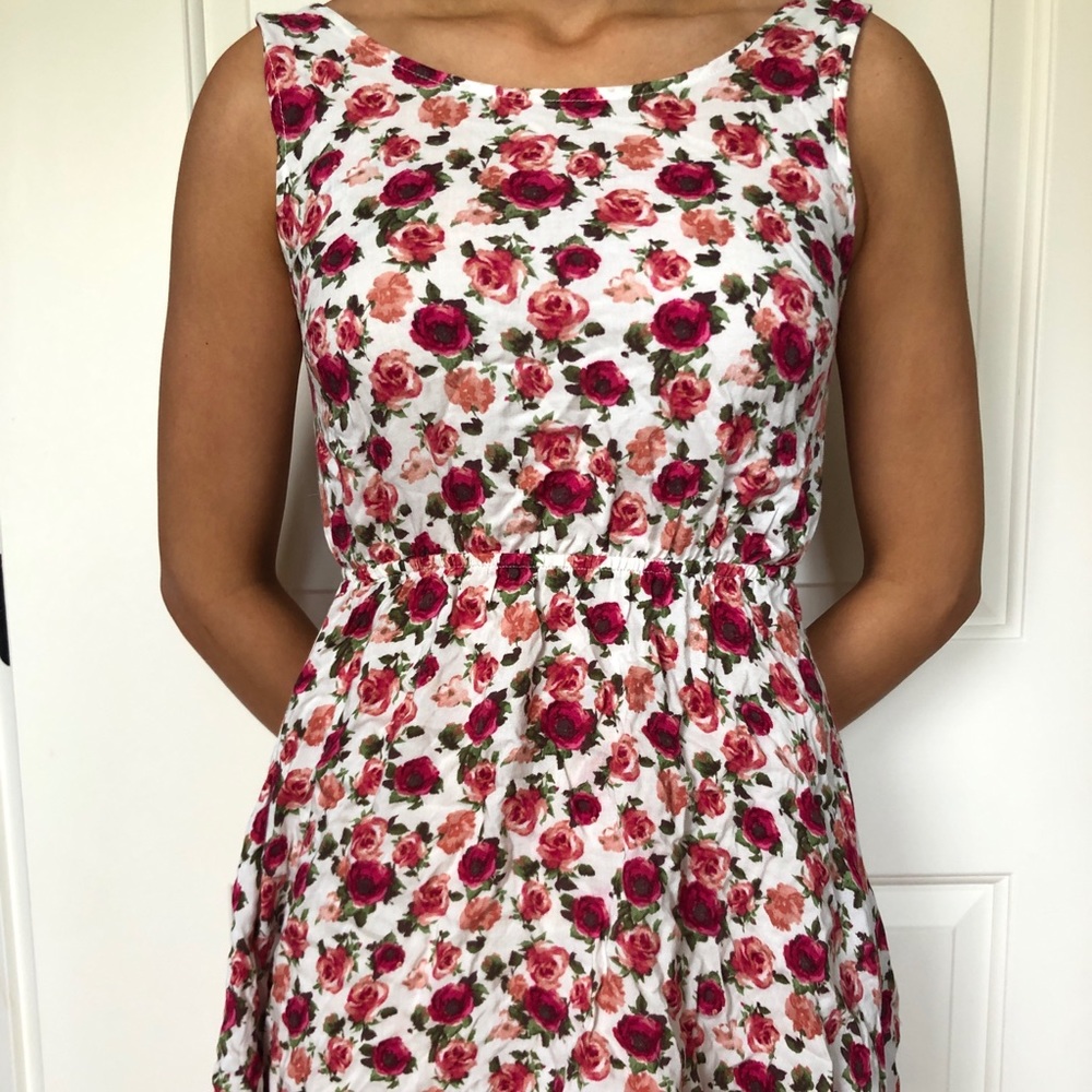 Forever 21 Floral Mini Dress With Tie Back